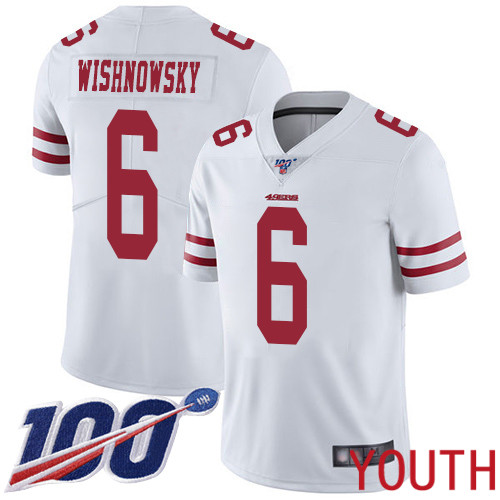 San Francisco 49ers Limited White Youth Mitch Wishnowsky Road NFL Jersey #6 100th Season Vapor Untouchable